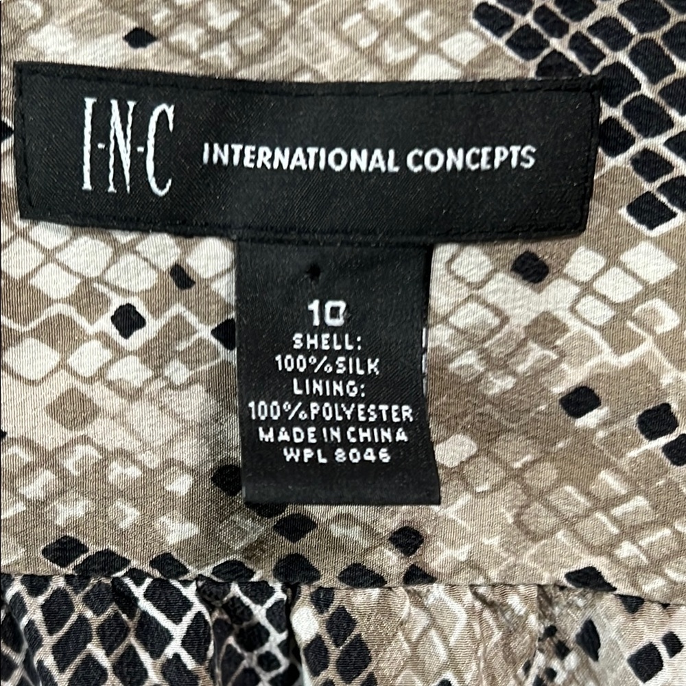 100% Silk International Concepts Ruffled Snake Print Dress, Baby Doll Fairy, 10 - Picture 5 of 11
